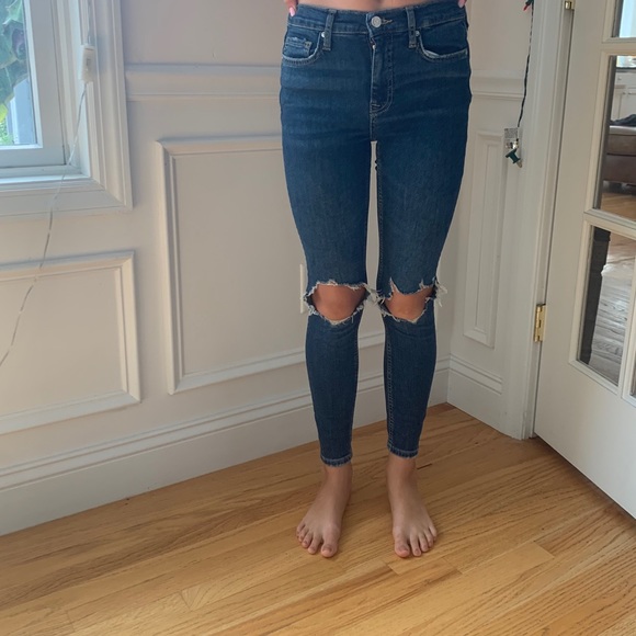 free people denim ripped skinny jeans - Picture 3 of 6